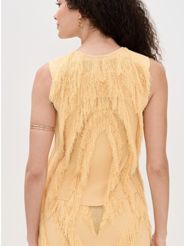 Ulla Johnson Bonnie Sleeveless Knit Top In Goldfinch Size Medium Fringe — image 2 of 7